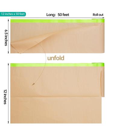 Pre-Taped Masking Paper for Painting - 12x50' - 2 Rolls | Painters Paper for Skirting, Frames, Cars | Adhesive Protective Paper Roll - Buy Online on GoSupps.com
