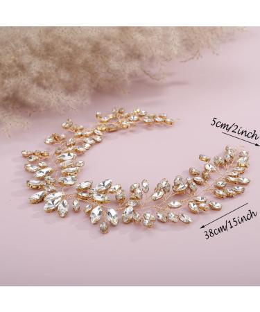 JWICOS Crystal Wedding Headband Bridal Hair Vine - Gold Prom Hair Accessories - Buy Online on GoSupps.com