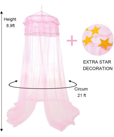 Twinkle Star Kids Netting Princess Bed Canopy 3 Layers Lace Ruffle Dome for Baby  Girls (Pink) - Buy Online on GoSupps.com