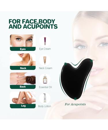 Heart Shape Black Gua Sha Stones for Facial Massage - Jade Guasha Board Tool for Skin Care Beauty & Muscle Relaxation - Buy Online on GoSupps.com