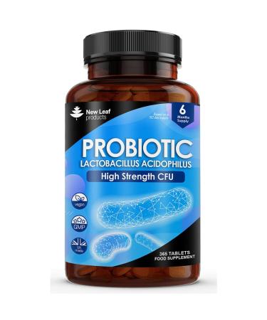 Probiotic Supplements Acidophilus Probiotic 365 Tablets High Strength - Digestive & Gut Health Supplements Lactobacillus Probiotics for Gut Health - Vegan GMO-Free Gluten-Free GMP UK Made