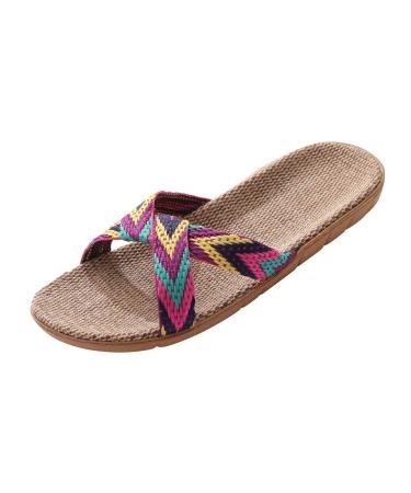 Sandals Women Dressy Summer Flat Strappy Espadrille Slippers Shoes Casual Wedges Summer Beach Travel Sandals for Women Purple 8