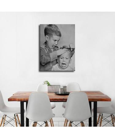 Vintage Black & White Hair Salon Poster - Unframed Canvas Wall Art for Barbershop & Home Decor (16x20inch - Buy Online on GoSupps.com