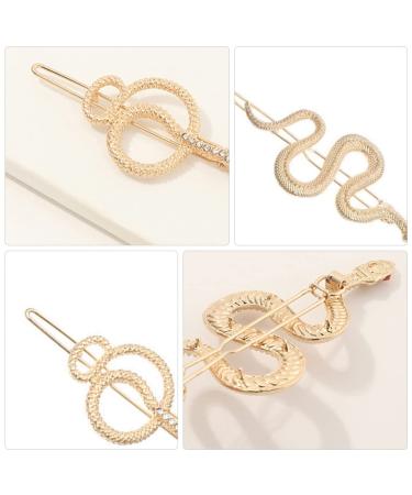 Lurrose 6pcs Bohemia Snap Hair Clips Set - Vintage Gifts Design Accessories for Women - Golden Metal Barrette Hairpins - Outdoor, Headdress, Snake Shaped - 8.5x3cm - Pack of 6 - Buy Online on GoSupps.com