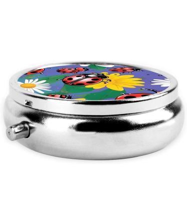 Colorful Ladybird Mini Round Pill Box | 3 Compartment Organizer for Travel & Home Use | Portable Medicine Case - Buy Online on GoSupps.com