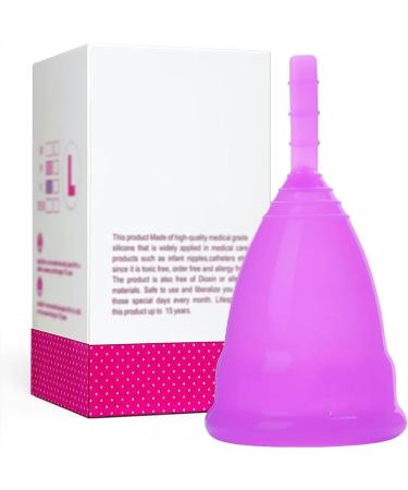 Menstrual cup discreet and hygienic menstrual cap soft flexible reusable (purple-L)