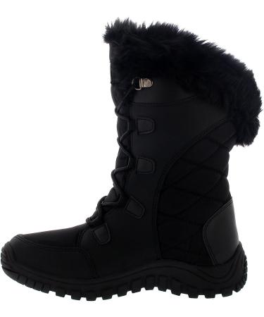 Polar Women's Quilted Faux Fur Cuff Winter Boots - Black | Duck Rubber Sole | Snow & Rain Outdoor Boot - Buy Online on GoSupps.com