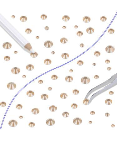 Buy LPBeads 6000 Pieces Champagne Non Hotfix Rhinestones - 6 Sizes Round Crystal Glass Flat Back Includes Tweezers & Picking Pen for Nail Art & DIY Crafts - Buy Online on GoSupps.com