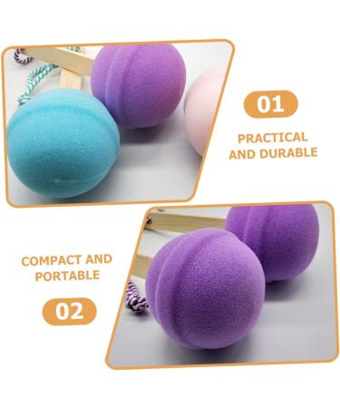 FRCOLOR 3pcs Long Handle Bath Sponge Set - Comfortable Handheld Blue Lollies & Ice Cream Design for Women | Perfect for Cleansing & Back Scrubbing - Buy Online on GoSupps.com