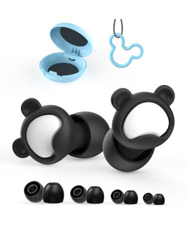 Kids Ear Plugs 1 Pair (6-12 yrs) Reusable Noise Cancelling Earplugs Silicone Noise Sensitivity Ear Plugs for Children/Small Ears Ear Protection for Concerts/Flying/School/Playtime(Black)