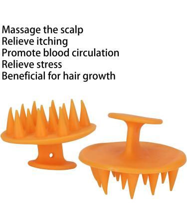 Gientan 2-Piece Silicone Head Massager & Scrubber - Dandruff Removal Shampoo Brush for Hair Growth (Wet & Dry) - Unisex Orange - Buy Online on GoSupps.com
