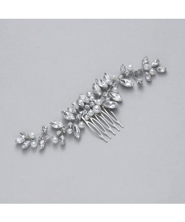 Ushiny Crystal Bridal Hair Comb - Silver Hair Clips & Pearls Hairpiece | Elegant Bridal Accessories for Women & Girls - Buy Online on GoSupps.com