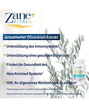 Zane Greek Olive Leaf Extract - 20% Oleuropein for Immune Support & Healthy Blood Pressure - Natural Cardiovascular Health - Buy Online on GoSupps.com