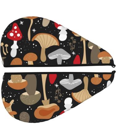 Soft Super Absorbent Mushroom Microfiber Hair Towel Wrap for Women - Quick Dry Coral Velvet Cap for Long Curly & Thick Hair - Buy Online on GoSupps.com