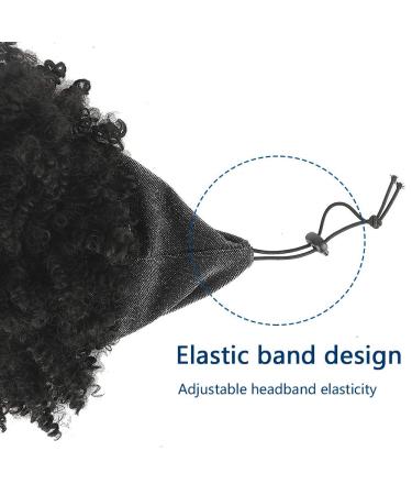 Aisaide Gray Headband Wig for Black Women | Short Curly Afro Kinky Synthetic Wig with Bangs | 2-in-1 Turban Wrap Wig | High Puff Silver Turban-1B - Buy Online on GoSupps.com