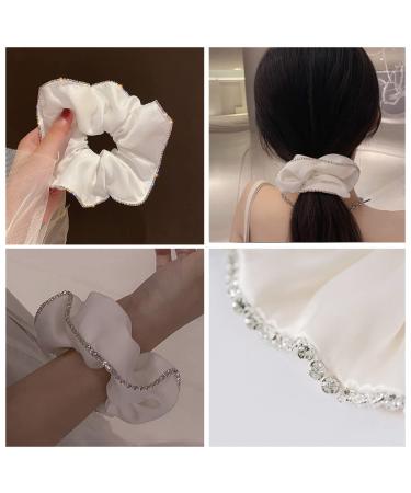 Satin Silk Hair Scrunchies for Women - White Elastic Hair Ties - Buy Online on GoSupps.com