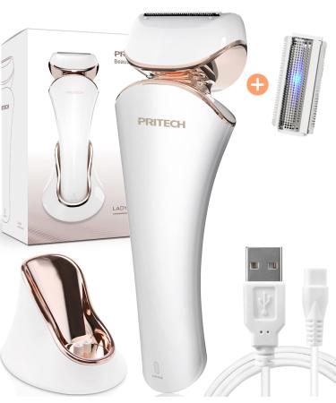 PRITECH Rechargeable Women Razor, Electric Trimmer for Women Wet & Dry Use, Lady Shaver for Legs, Arms, Underarms Ipx6 Waterproof Electric Shaver for Women, Women's Bikini Trimmer Charge by USB & Dock - Buy Online on GoSupps.com