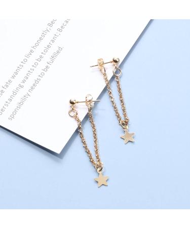 Boho Gold Star Chain Earrings | Personalized Dangle & Stud Ear Threaders for Women - Buy Online on GoSupps.com