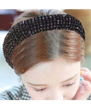 Rhinestone Headband Crystal Beaded Headband Embellished Hairbands Wide Velvet Hair Hoop Party Wedding Headpiece Hair Accessories for Women Girls Holiday Birthday Party - Buy Online on GoSupps.com
