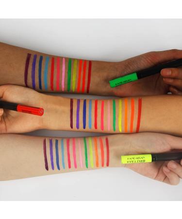 12PCS UV Coloured Eyeliner Set - Professional Eye Makeup in 43 Bright Colors - Waterproof Liquid Colored Eyeliner & Eye Shadow Pencil for Women - Buy Online on GoSupps.com