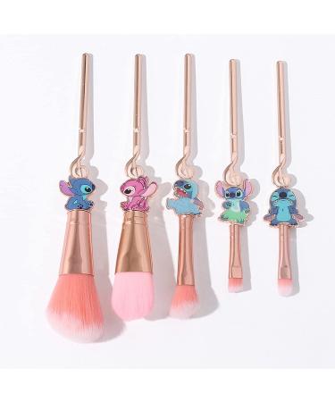 HTPARY 5Pcs Stitch Makeup Brush Set - Pink-B Stitch Theme Cosmetic Brushes for Powder, Eyeshadow, Blushes, Lips - Portable and Lovely Gifts for Girls and Women - Buy Online on GoSupps.com
