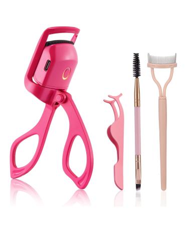 Heated Eyelash Curlers Heated lash Curler Handheld Eye Lash Curler Electric Eyelash Curler 3 Heating Modes with Sensing Heating Silicone Pad Quick Natural Curling Eye Lashes Rosered