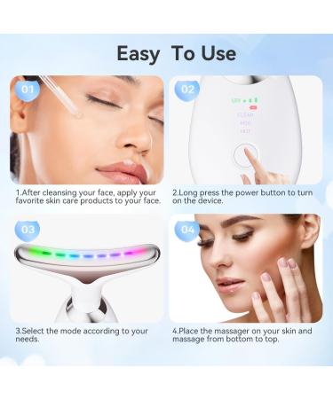 Neck Face Massager 7- IN -1 Multifunctional Facial Massager Face Sculpting Tool for Skin Care at-Home Face Tool with Vibration and Thermal (White) - Buy Online on GoSupps.com