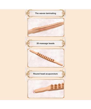 Wood Scratch Back Massage Roller - Two-Row 20 Pearl Lymphatic Drainage Device for Neck & Back Relief - Buy Online on GoSupps.com