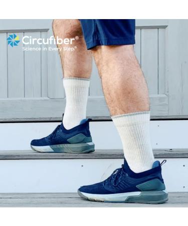 Circufiber Diabetic Socks - Improves Circulation, Reduces Swelling & Pain - Comfortable Loose Fit Crew - 3 Pairs (Mineral White, Medium) - Buy Online on GoSupps.com