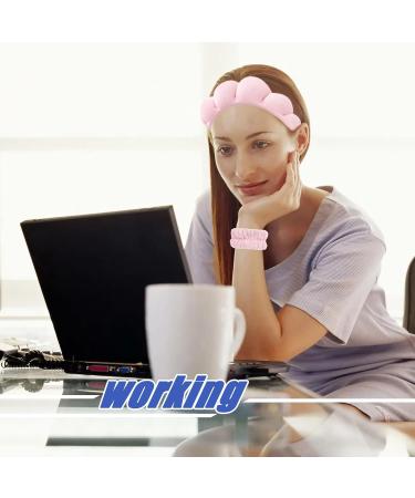 Yohou 3 Pack Pink Terry Cloth Spa Headband Set for Skincare, Makeup, Shower - Includes Wristband Scrunchies - Ideal for Washing Face - Hair Accessories - Buy Online on GoSupps.com