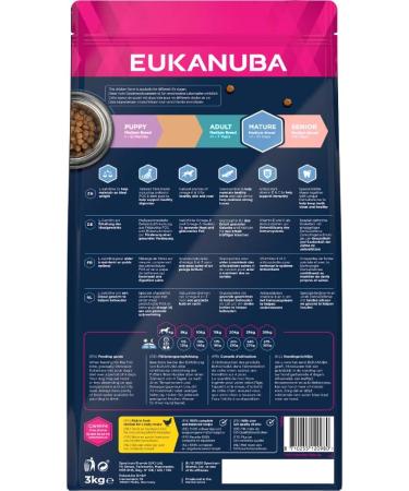 Eukanuba Premium Dry Dog Food for Medium Breeds | Fresh Chicken for Mature Dogs | 3kg Pack - Buy Online on GoSupps.com