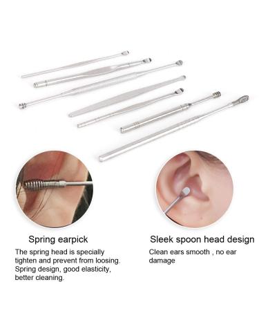 8pcs Stainless Steel Ear Pick Kit for Earwax Removal Spiral Double-Headed Cleansing Tools - Buy Online on GoSupps.com