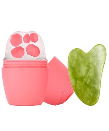 DAWOOWF Ice Face Roller Gua Sha Stone Set of 2 Jawline Trainer Skin Care Tools for Tightens the Face Reduces Swelling Brightens Dark Circles and Lifts Face Contours