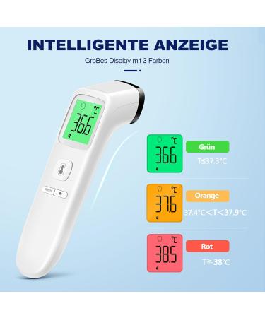 Buy Fieberhermometer Contactless Thermometer - Digital Infrared for Babies & Adults | Fever Alarm & 35 Memory Recall | Accurate LCD Display - Buy Online on GoSupps.com