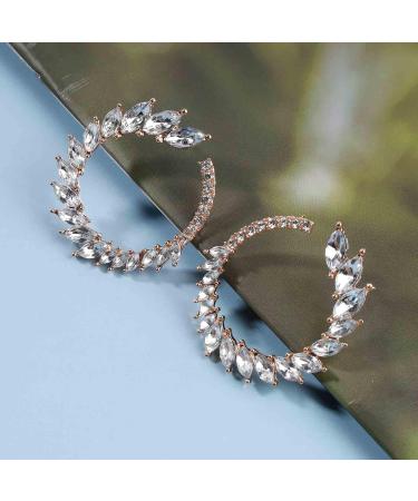 Vintage Rhinestone Hoop Earrings - Gold Circle Studs & Bright Crystal Bling for Weddings | Jewelry for Women & Girls - Buy Online on GoSupps.com