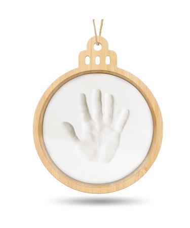 Creawoo Baby Imprint Frame Handprint Footprint Christmas Keepsake Ornament Kit, Personalized Holiday DIY Christmas Gift for New Born Baby Boys Girls Shower with Ring Tool and Display Bell Shaped Frame Handprint for Baby