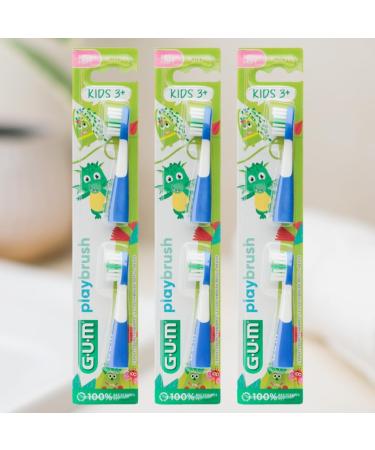 GUM Playbrush Kids 3+ Brush Heads | Compatible with GUM Playbrush Electric Toothbrush | Extra Soft Bristles | Small Head | 3x - Buy Online on GoSupps.com