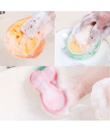 4pcs Cute Fruit Shaped Shower Sponge Set for Kids - Mango, Honey-Dew Melon, Orange, Strawberry - Buy Online on GoSupps.com