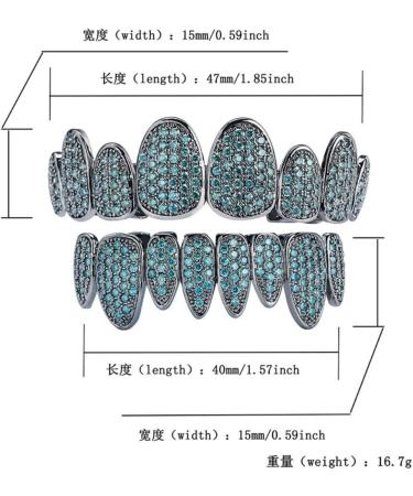 RINTOLER Diamond Dental Grill for Men and Women Irregular 8 Teeth Micro Inlaid Zircon Hip-hop Braces Hiphop Halloween Braces Emerald Green - Buy Online on GoSupps.com