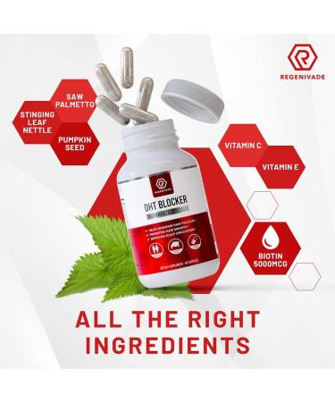 DHT Blocker Advanced Hair Support Supplement (60 Capsules) - Made in USA - Reduces Hair Loss, Promotes Growth - Men & Women - Supports Hair, Nails & Skin - Buy Online on GoSupps.com