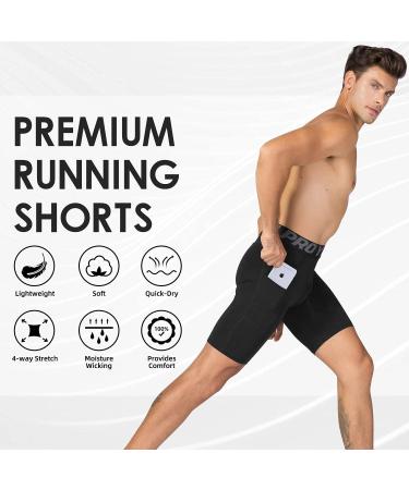 Men's 3 Pack Dry Fit Compression Shorts with Pocket, Workout Athletic Underwear, Black+White, Large - Buy Online on GoSupps.com