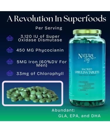 NaturalZing - 100% Pure Organic Spirulina Tablets | Non-GMO | Daily Greens | Vegan Superfood Protein & Antioxidant Support Rich in Phycocyanin Beta Carotene & Iron - 2000 Tablets (16 oz Bulk Pack) - Buy Online on GoSupps.com