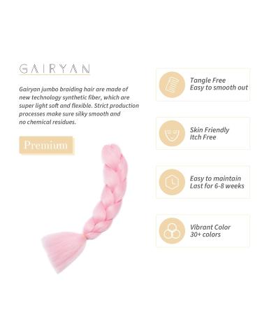 Shop Gairyan Jumbo Braids Extensions - 60cm Ombre Pink Synthetic Braiding Hair for Box Crochet Braids | 100g Single-Braid Hair - Buy Online on GoSupps.com