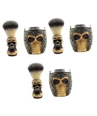Magiclulu 3 sentences skull-beards Dachs Bartbrush Salon brush tool Facilitation Men Care men's suits Cleaning brush Bartbrush tool Tool for facial cleaning Skeleton