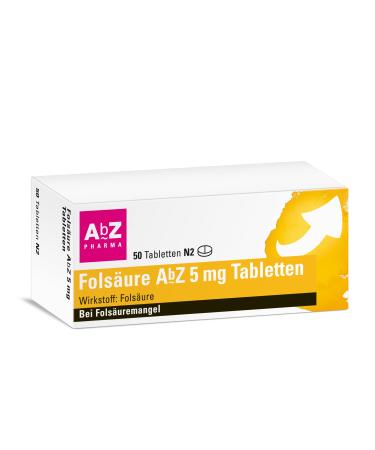 Folic acid AbZ 5 mg tablets: Well supplied for folic acid deficiency 50 tablets 50 pieces (1 pack)