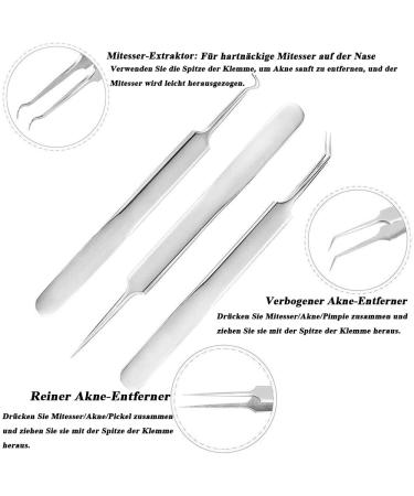 Mesee 10-Piece Blackhead Remover & Tweezers Set | Stainless Steel Acne & Pore Cleaner Accessories with Storage Box - Buy Online on GoSupps.com