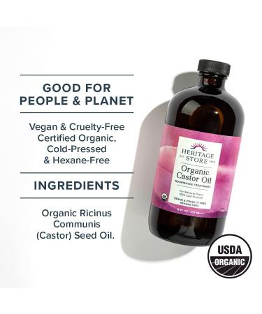Heritage Store Palma Christi Organic Castor Oil | Hair Growth & Skin Moisturizer | Cold Pressed, Hexane & Fragrance Free | 16 oz | 2 Pack - Buy Online on GoSupps.com