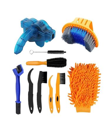 QeeHeng Precision Bicycle Cleaning Brush Tool,Bike Cleaning Tool Set Including Bike Chain Scrubber, suitable for Mountain, Road, City, Hybrid,BMX Bike and Folding Bike,10 Pieces