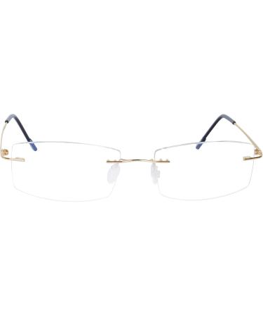 JoXiGo Rimless Reading Glasses for Men & Women - Ultralight Silver Frame + Gold Case - Ideal for 70-74 Years - Buy Online on GoSupps.com
