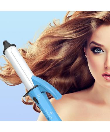 Mini Curling Iron for Short Hair | Travel Size 1" Ceramic Wand - Fast Heat-Up Adjustable Temp Portable Hair Curler in Blue - Buy Online on GoSupps.com